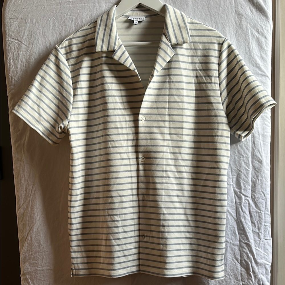 Reiss Tan and Gray Casual Button Down Shirt